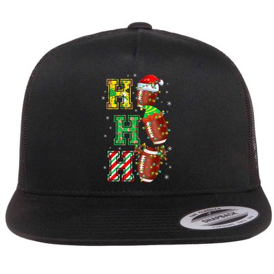 Hohoho Santa Elf Reindeer Football Balls And Christmas Lights Meaningful Gift Flatbill Hat