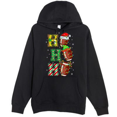 Hohoho Santa Elf Reindeer Football Balls And Christmas Lights Meaningful Gift Premium Pullover Hoodie