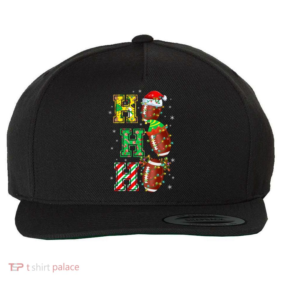 Hohoho Santa Elf Reindeer Football Balls And Christmas Lights Meaningful Gift Wool Snapback Cap