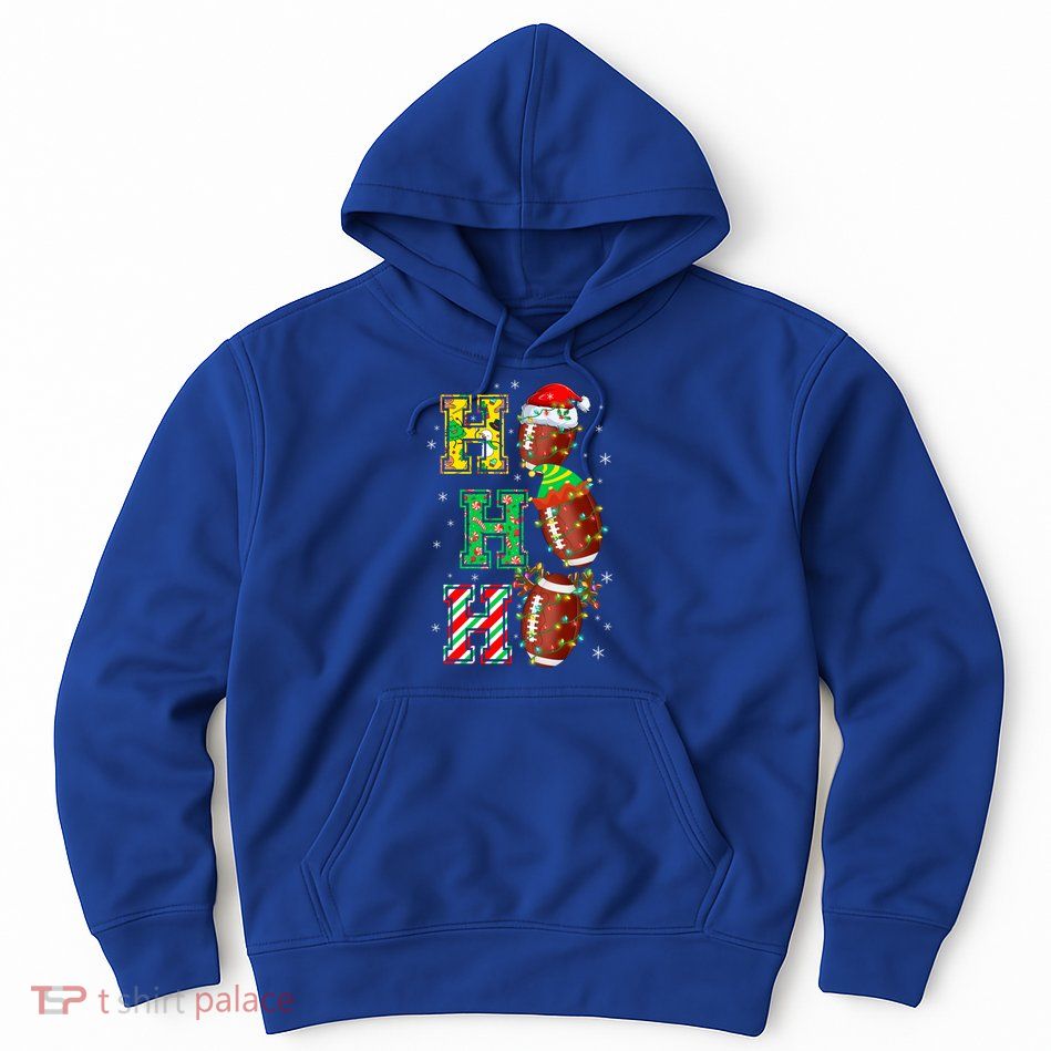Hohoho Santa Elf Reindeer Football Balls And Christmas Lights Meaningful Gift Hoodie