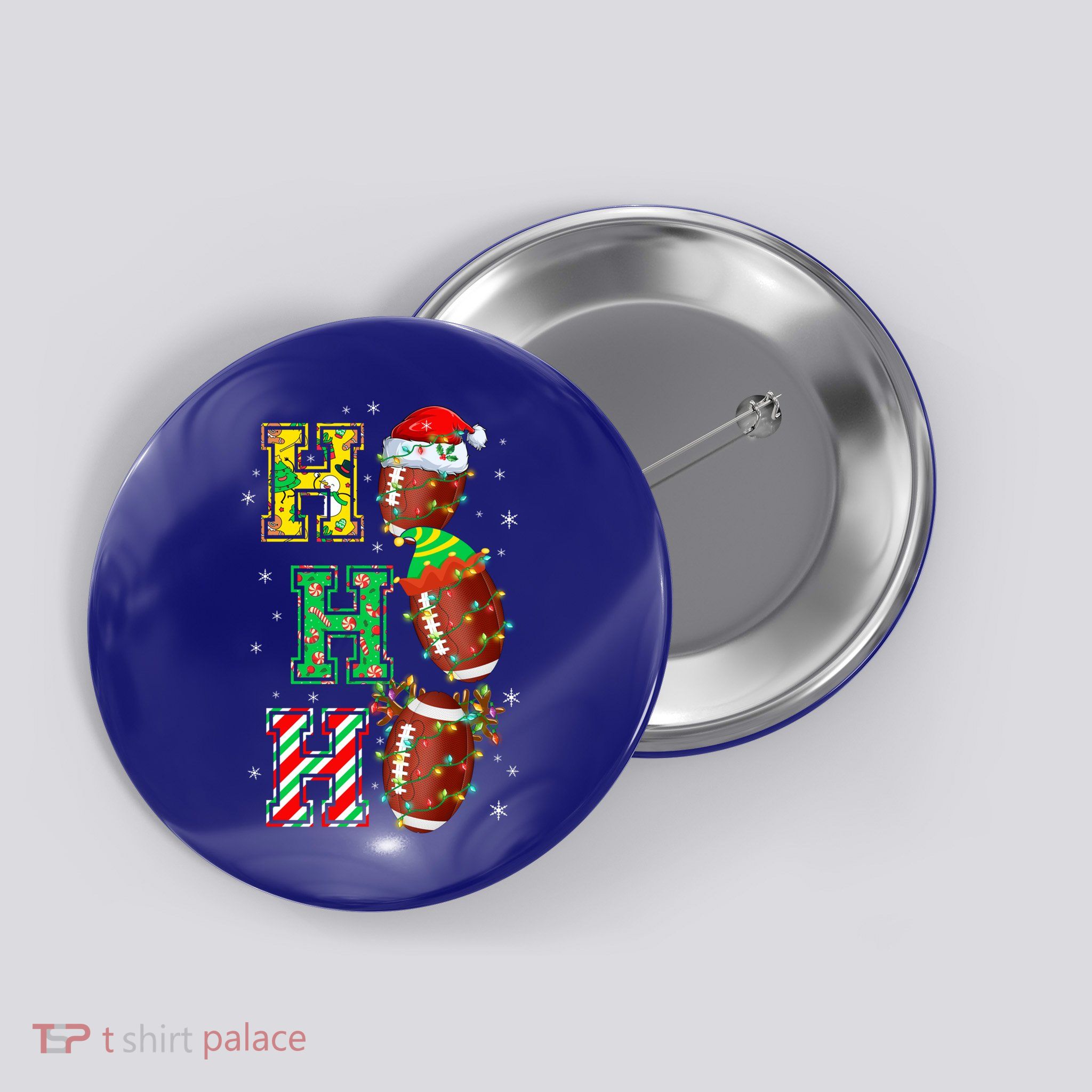 Hohoho Santa Elf Reindeer Football Balls And Christmas Lights Meaningful Gift Button