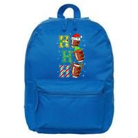 Hohoho Santa Elf Reindeer Football Balls And Christmas Lights Meaningful Gift 16 in Basic Backpack