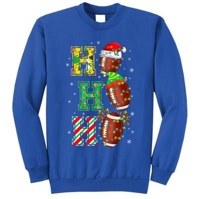 Hohoho Santa Elf Reindeer Football Balls And Christmas Lights Meaningful Gift Tall Sweatshirt