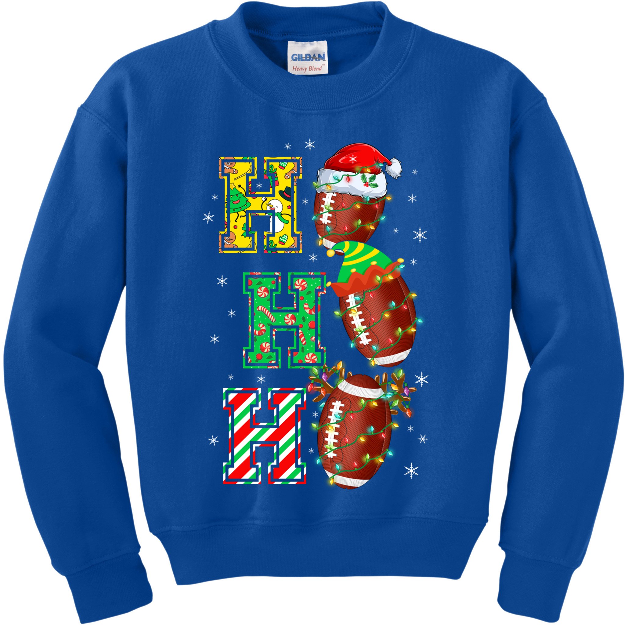 Hohoho Santa Elf Reindeer Football Balls And Christmas Lights Meaningful Gift Kids Sweatshirt