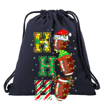 Hohoho Santa Elf Reindeer Football Balls And Christmas Lights Meaningful Gift Drawstring Bag