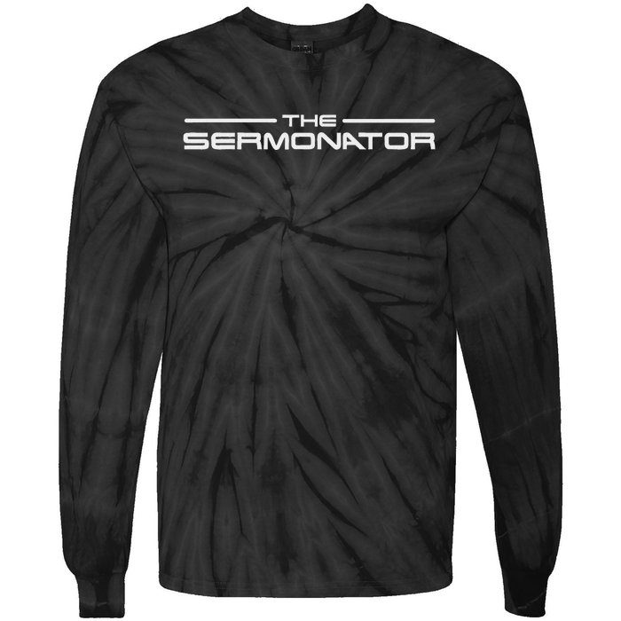 He Sermonator Funny Pastor Prayer Warrior Motorcycle Pastor Tie-Dye Long Sleeve Shirt