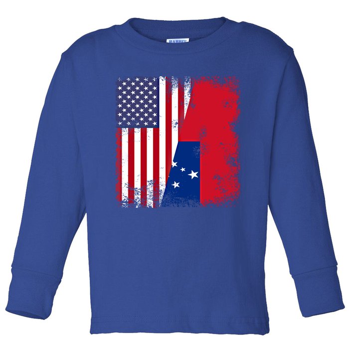 Half Samoan Flag Vintage Samoa Usa Gift Toddler Long Sleeve Shirt