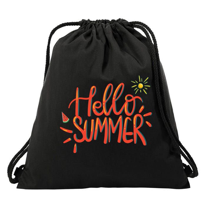 Hello Summer Fun Cute Drawstring Bag