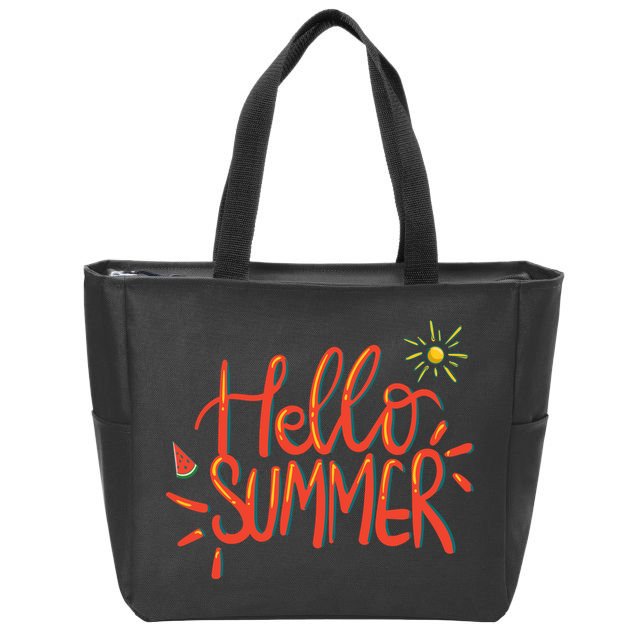 Hello Summer Fun Cute Zip Tote Bag