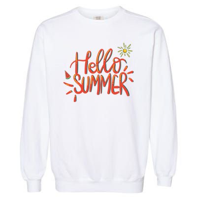 Hello Summer Fun Cute Garment-Dyed Sweatshirt