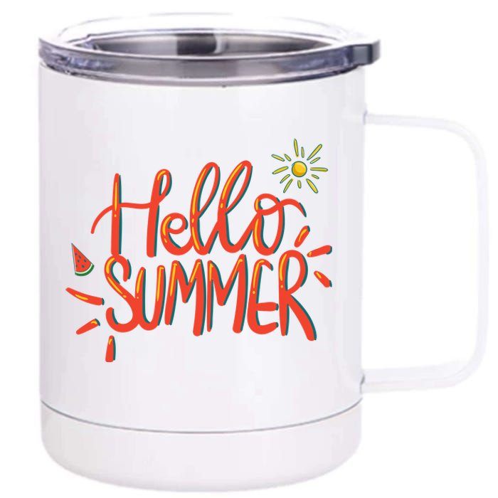 Hello Summer Fun Cute 12 oz Stainless Steel Tumbler Cup