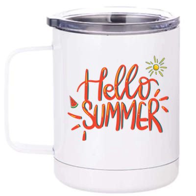 Hello Summer Fun Cute 12 oz Stainless Steel Tumbler Cup