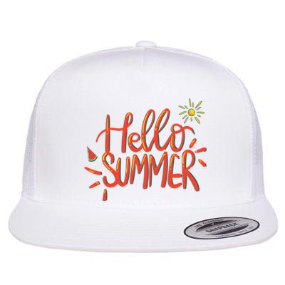 Hello Summer Fun Cute Flat Bill Trucker Hat