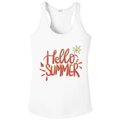 Hello Summer Fun Cute Ladies PosiCharge Competitor Racerback Tank