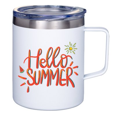 Hello Summer Fun Cute 12oz Stainless Steel Coffee Mug