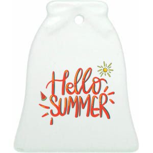 Hello Summer Fun Cute Ceramic Bell Ornament