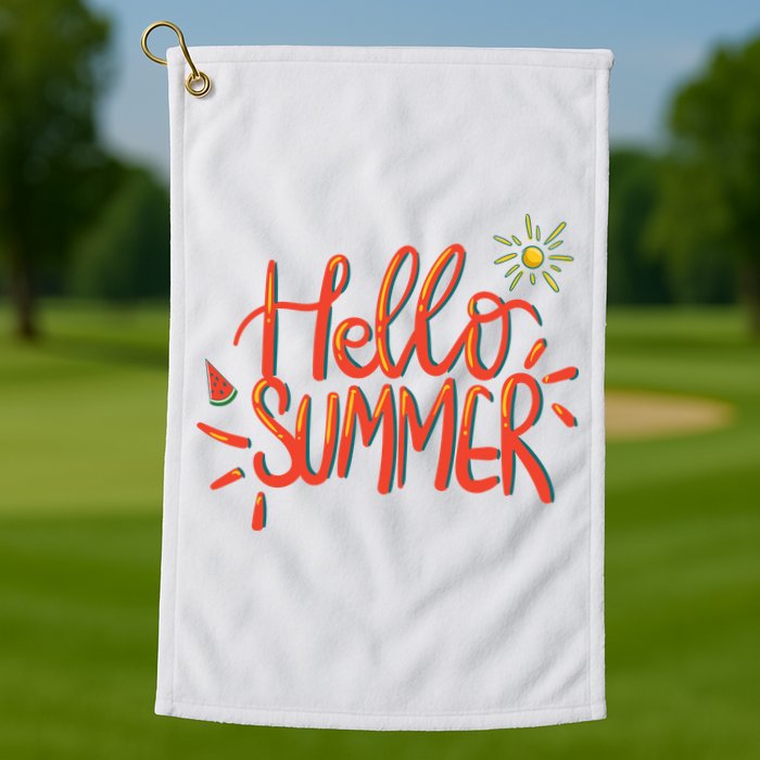 Hello Summer Fun Cute Golf Towel