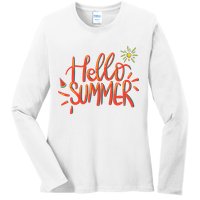 Hello Summer Fun Cute Ladies Long Sleeve Shirt