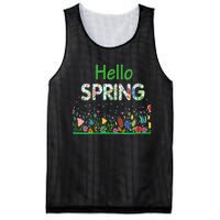 Hello Spring Flowers Bloom Floral First Day Of Spring Saying Mesh Reversible Basketball Jersey Tank