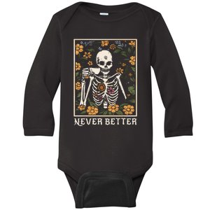 Halloween Shirts For Women Never Better Skeleton Funny Skull Baby Long Sleeve Bodysuit