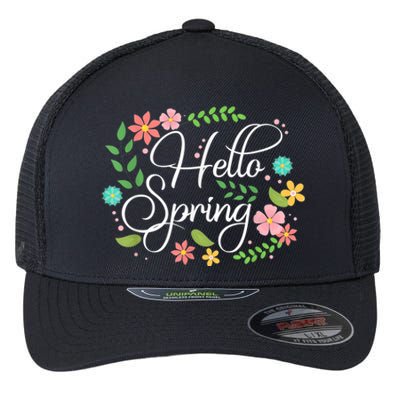 Hello Spring Flowers Costume Floral First Day Of Spring Flexfit Unipanel Trucker Cap