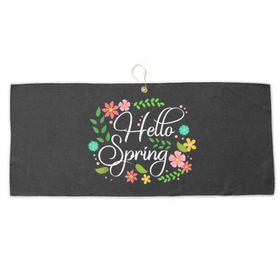 Hello Spring Flowers Costume Floral First Day Of Spring Large Microfiber Waffle Golf Towel