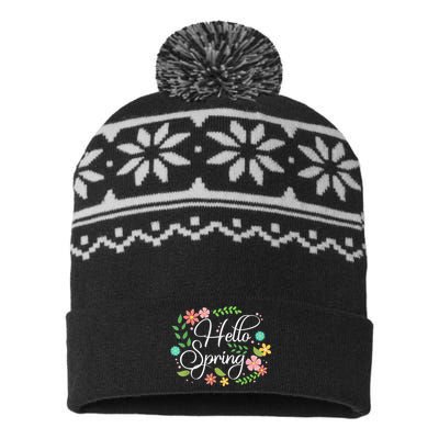 Hello Spring Flowers Costume Floral First Day Of Spring USA-Made Snowflake Beanie