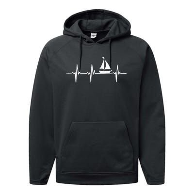 Heartbeat Sailing For Sailors With Sailboat Performance Fleece Hoodie