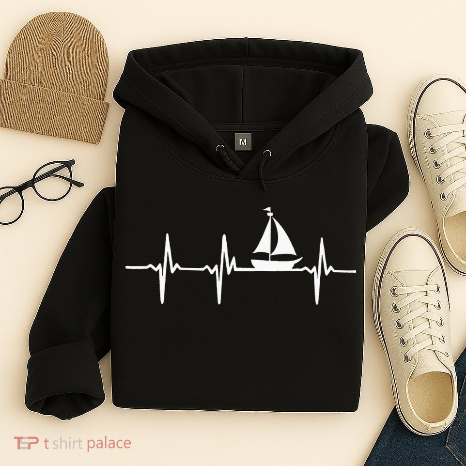 Heartbeat Sailing For Sailors With Sailboat Hoodie
