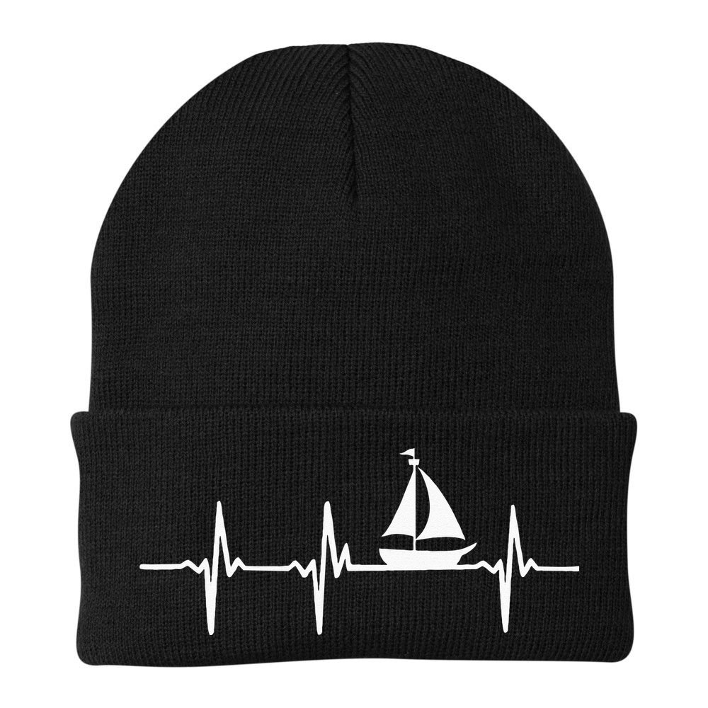 Heartbeat Sailing For Sailors With Sailboat Beanie