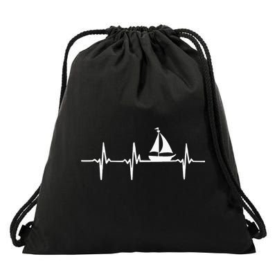 Heartbeat Sailing For Sailors With Sailboat Drawstring Bag