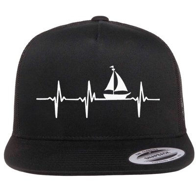 Heartbeat Sailing For Sailors With Sailboat Flatbill Hat