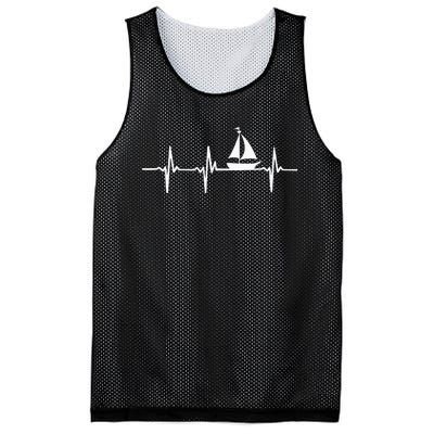 Heartbeat Sailing For Sailors With Sailboat Mesh Reversible Basketball Jersey Tank