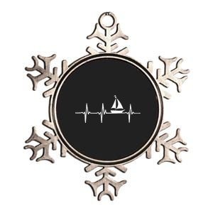 Heartbeat Sailing For Sailors With Sailboat Metallic Star Ornament