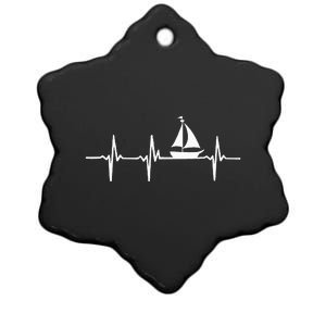 Heartbeat Sailing For Sailors With Sailboat Ceramic Star Ornament