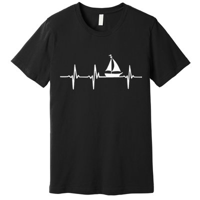 Heartbeat Sailing For Sailors With Sailboat Premium T-Shirt