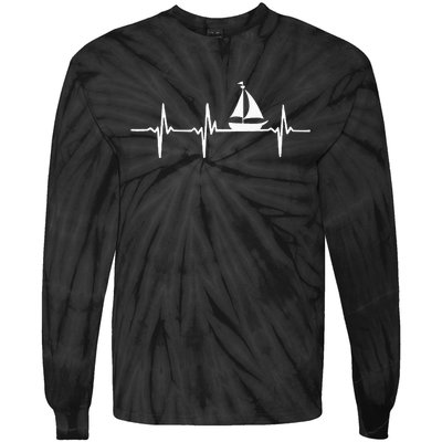 Heartbeat Sailing For Sailors With Sailboat Tie-Dye Long Sleeve Shirt