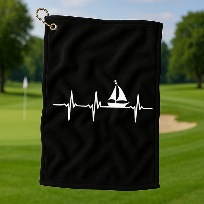 Heartbeat Sailing For Sailors With Sailboat Golf Towel