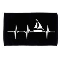 Heartbeat Sailing For Sailors With Sailboat Microfiber Hand Towel