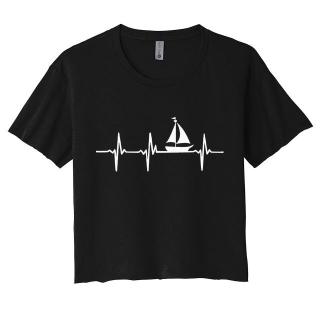 Heartbeat Sailing For Sailors With Sailboat Crop Top