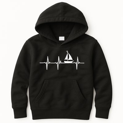 Heartbeat Sailing For Sailors With Sailboat Kids Hoodie