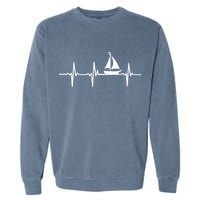 Heartbeat Sailing For Sailors With Sailboat Garment-Dyed Sweatshirt