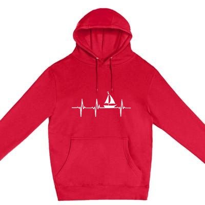 Heartbeat Sailing For Sailors With Sailboat Premium Pullover Hoodie