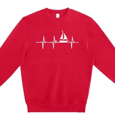 Heartbeat Sailing For Sailors With Sailboat Premium Crewneck Sweatshirt