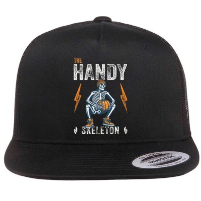 Handy Skeleton Funny Halloween Matching Flat Bill Trucker Hat