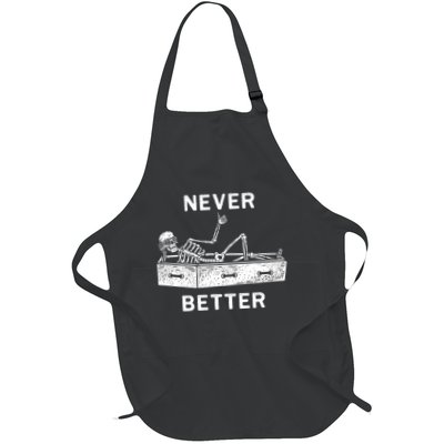 Halloween Shirts For Women Never Better Skeleton Funny Skull Full-Length Apron With Pockets