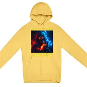 Hard Skeleton Funny Oddly Specific Dank Rizz Meme Premium Pullover Hoodie