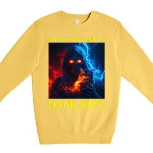 Hard Skeleton Funny Oddly Specific Dank Rizz Meme Premium Crewneck Sweatshirt