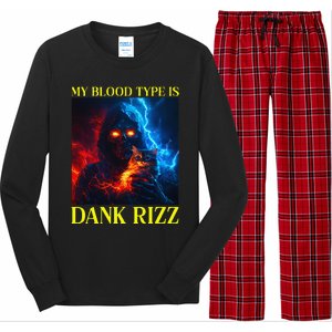 Hard Skeleton Funny Oddly Specific Dank Rizz Meme Long Sleeve Pajama Set