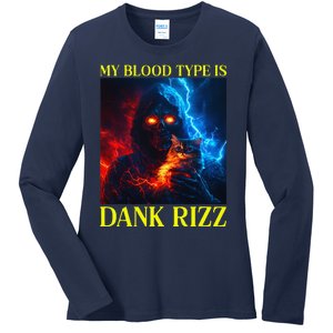 Hard Skeleton Funny Oddly Specific Dank Rizz Meme Ladies Long Sleeve Shirt